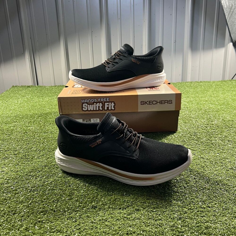 Skechers Slip-ins Swift Fit Men's 11 Black Hands Free Memory Foam NIB